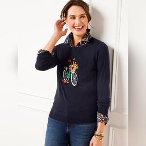 {Talbots} Crewneck Pullover - Bicycle Jacquard - Size MP